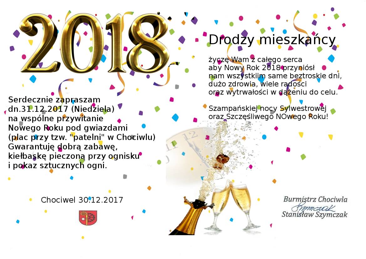 Zaproszenie na wspólne powitanie  Nowego Roku