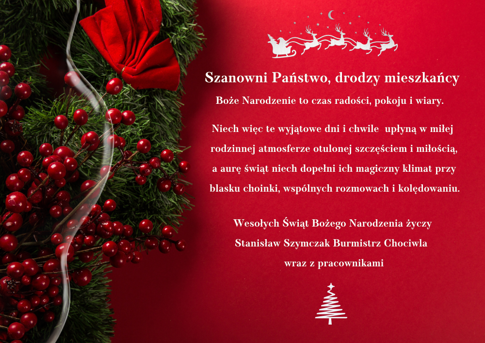 Życzenia na Boże Narodzenie od Burmistrza Chociwla