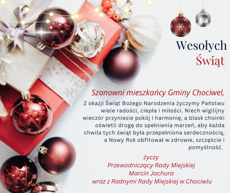 Życzenia na Boże Narodzenie od Przewodniczącego Rady Miejskiej w Chociwlu