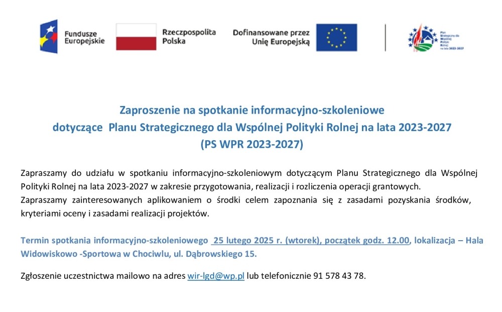 Zaproszenie na spotkanie informacyjno-szkoleniowe