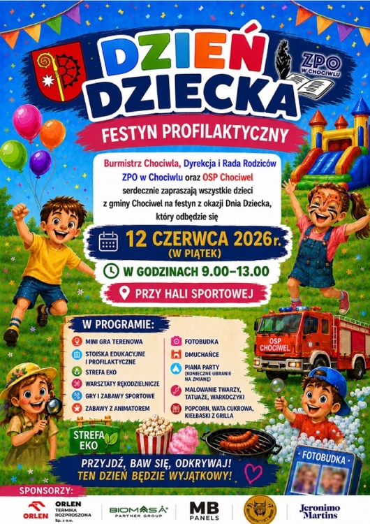 Zapraszamy na festyn z okazji Dnia Dziecka 