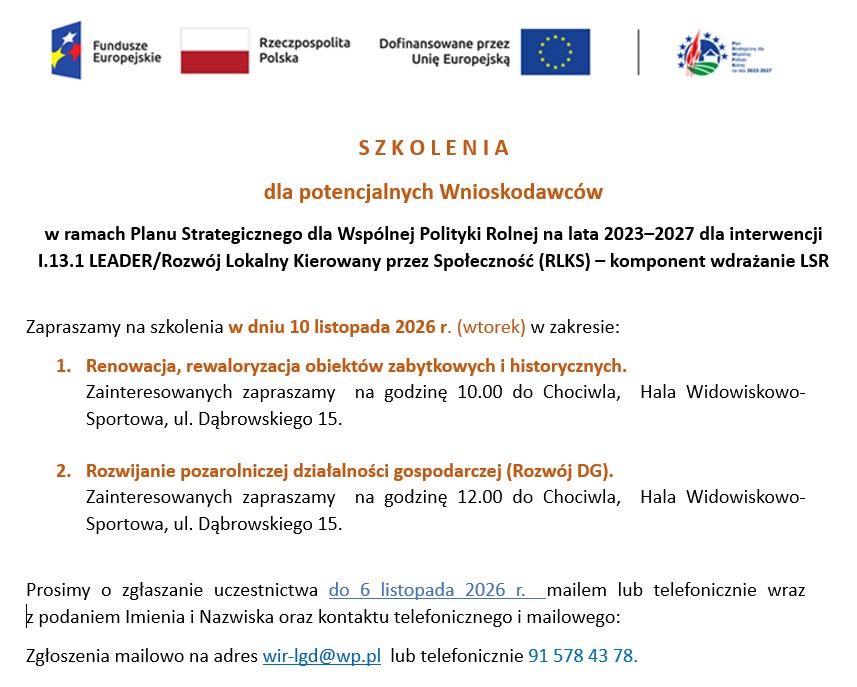 Szkolwnia dla potencjalnych wnioskodawców