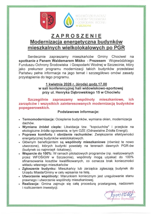 Zaproszenie na spotkanie - modernizacja budynków po PGR
