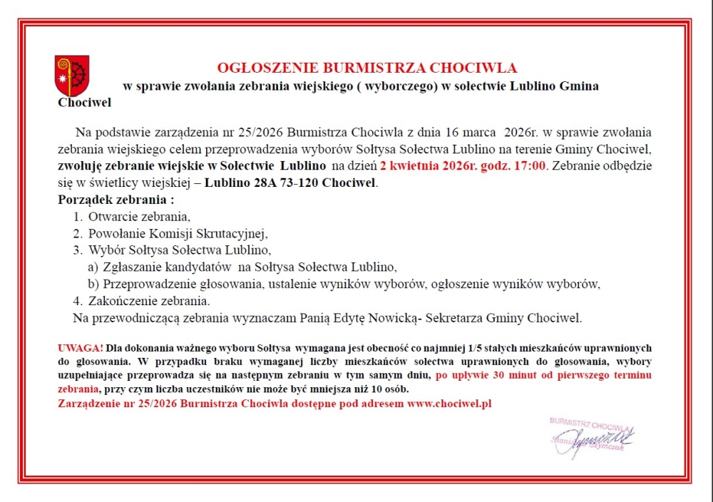 Zebranie wiejskie w sołectwie Lublino