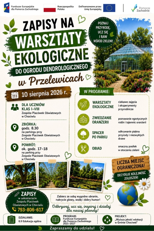 Wakacyjne warsztaty ekologicznych w ogrodzie dendrologicznym w Przelewicach