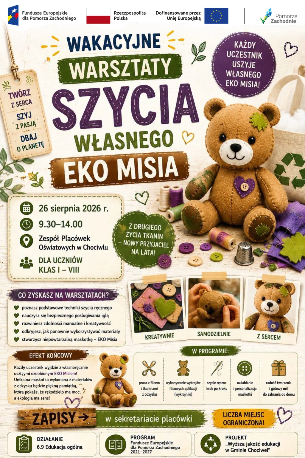 Podsumowanie warsztatów szycia EKO misiów